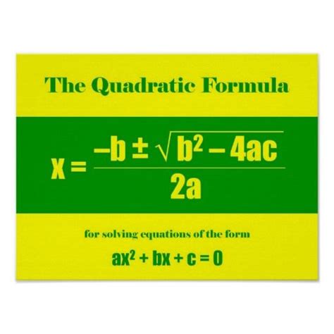 Quadratic Formula Poster | Zazzle | Quadratics, Math poster, Quadratic formula