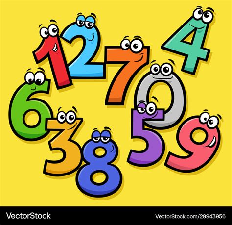 Basic numbers cartoon funny characters group Vector Image