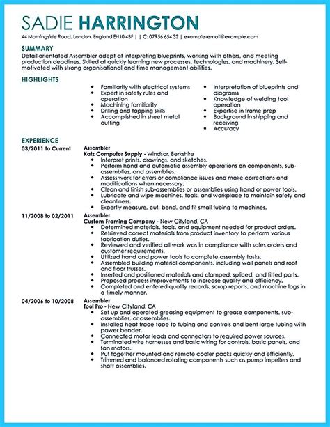 awesome Professional Assembly Line Worker Resume to Make You Stand Out, | Resume, Good resume ...