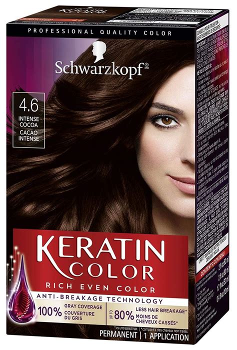 Amazon.com : Schwarzkopf Keratin Color Permanent Hair Color Cream, 4.6 Intense Cocoa : Beauty ...