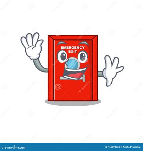 Waving Emergency Exit Door Isolated the Cartoon Stock Vector ...