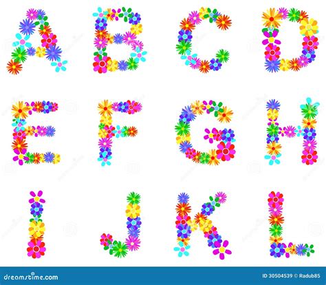 Spring Flowers Alphabet stock vector. Illustration of letters - 30504539