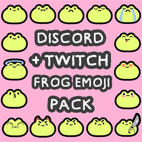 Frog Discord + Twitch Emoji Pack - 75 Unique Froggy Emojis - Cute Server Emoticons - One Size ...