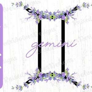 Gemini Flower PNG Zodiac Digital Clipart Astrology Sign PNG Instant ...