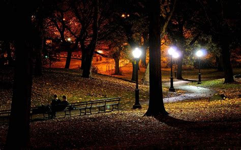 AUTUMN NIGHT | Night city, City wallpaper, Park