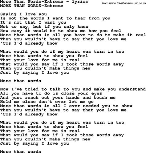 Love Song Lyrics for:More Than Words-Extreme