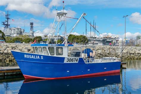 Commercial Fishing Boats Docked in San Diego Harbor. Editorial Image - Image of boats, marine ...