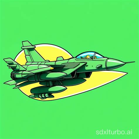 Green Fighter Jet in Simpsons Style Animation | SDXL Free Online