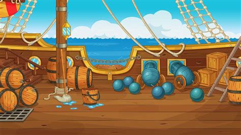 Deck of the Pirate Ship on Behance | Cartoon ships, Pirate ship, Anime background