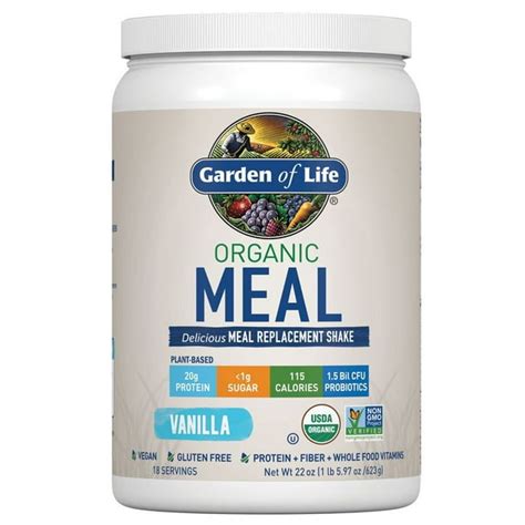 Garden of Life Organic Meal Replacement Shake Powder, Vanilla, 20g ...