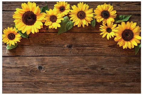 Buy AIIKES 7x5FT Sunflower Backdrop Brown Wood Backdrops for Photography Rustic Child Baby ...