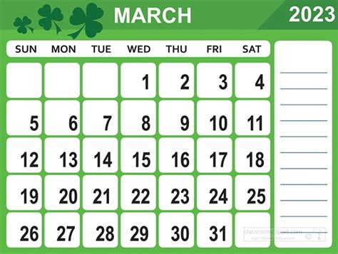 Calendar Clipart-march 2023 calendar with days of the week printable clipart