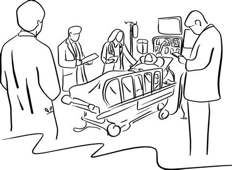 four doctors take care a patient on the bed in hospital 3109128 Vector Art at Vecteezy