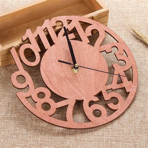 2019 Wooden Hollow Wall Round Figure DIY Clock Living Room Bedroom ...