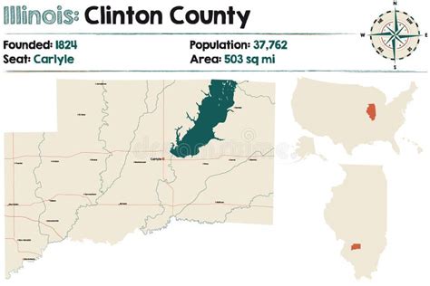 Map of Clinton County in Illinois Stock Vector - Illustration of colors ...