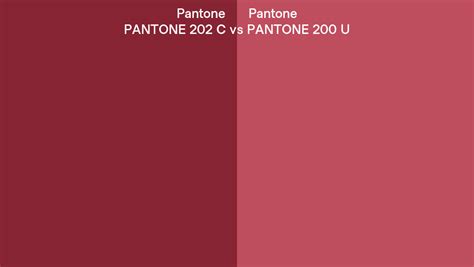 Pantone 202 C vs PANTONE 200 U side by side comparison