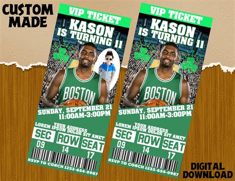 Boston Celtics ticket Invitation Printable Invitation | Etsy