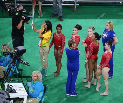 Team United States during an artistic gymnastics training session for ...