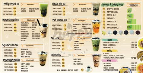 Happy Tea Menu: Enjoy a Variety of Flavored Milk Teas