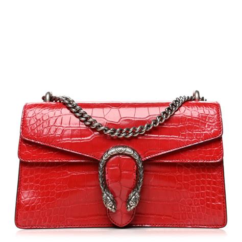 GUCCI Crocodile Small Dionysus Shoulder Bag Red 1106324 | FASHIONPHILE