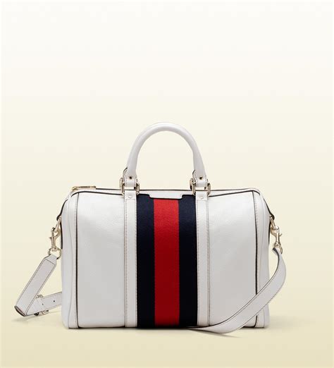 Lyst - Gucci Vintage Web Boston Bag in White