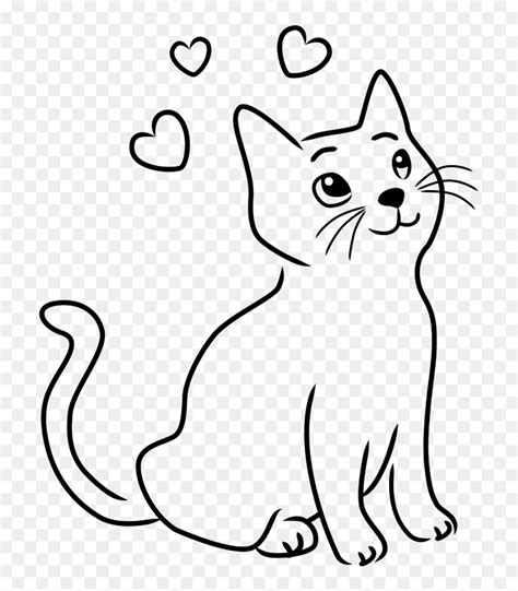 Happy Cat Clipart 8 Drawings - Black And White Cat Clip Art, HD Png Download - vhv