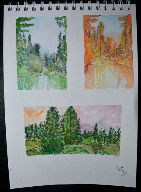 Original watercolor landscapes in a sketchbook | Watercolor landscape, Sketch book, Original ...