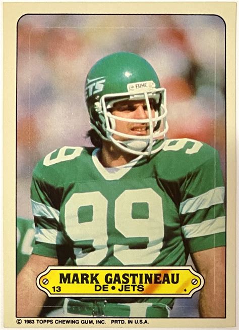 Mark Gastineau 1983 Topps New York Jets Football Sticker Card - KBK Sports