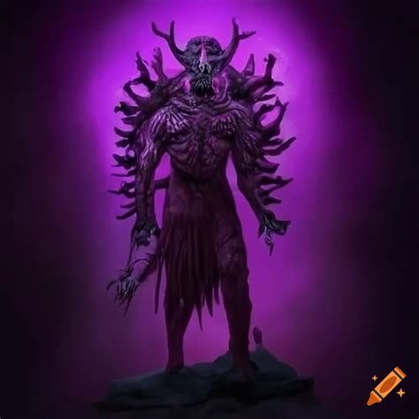 Purple humanoid with antlers and dark force powers on Craiyon