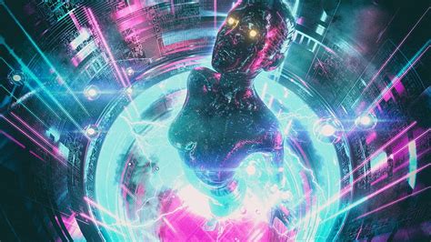 Online crop | HD wallpaper: Girl, Art, Neon, Cyber, Cyberpunk, Synth, Retrowave, Synthwave ...