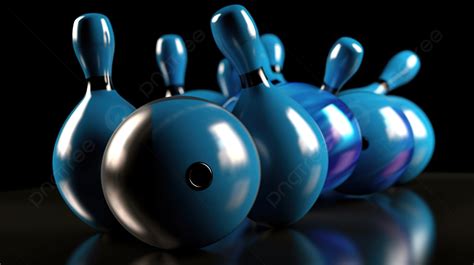 Dark And Colorful Blue Bowling Balls Against Black Background, 3d Bowling Pins And Blue Ball, Hd ...