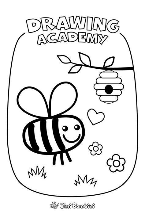 Free Printables Bee Drawing For Kids | Drawing for kids, Drawing games ...