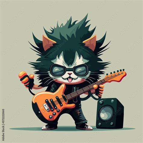 Vector cat character with guitar Stock Vector | Adobe Stock