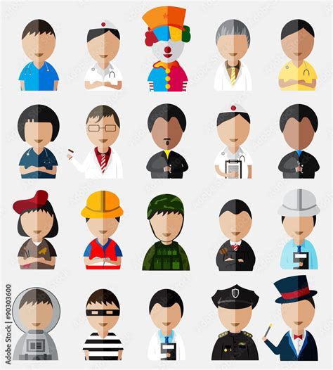 Cartoon characters dummy icon set in different job and profession for ...