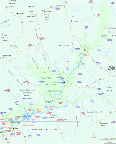 Map of Glen Canyon National Recreation Area, Utah