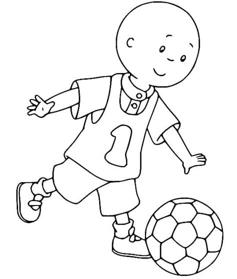 Caillou is Playing Soccer coloring page - Download, Print or Color Online for Free