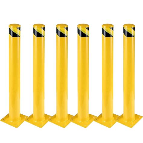 Buy Safety Bollard 6 Packs, 48 Inch Height Bollard Post, 4.5 Inch Diameter, Yellow Safety Steel ...