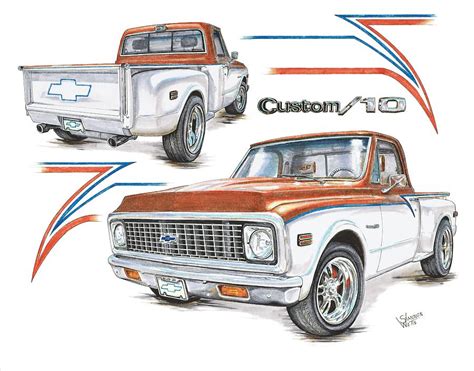 1972 Chevy C-10 Pickup Drawing by Shannon Watts - Fine Art America