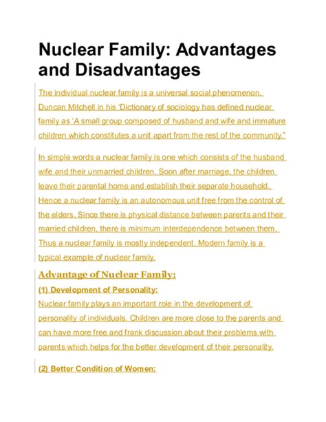 (DOC) Nuclear Family: Advantages and Disadvantages | Malaravan Mech - Academia.edu