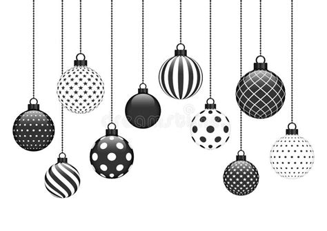 Black White Christmas Baubles Ribbon Stock Illustrations – 421 Black ...