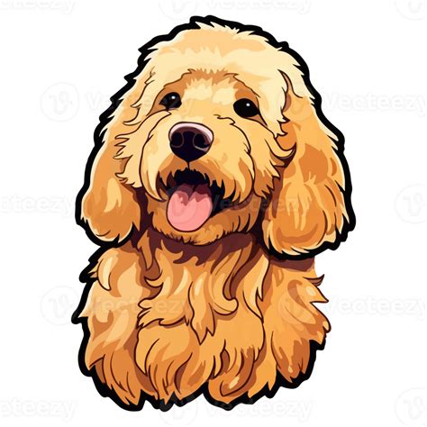 Colorful Golden Doodle Dog, Golden Doodle Portrait, Dog Sticker Clip art, Dog Lover design ...