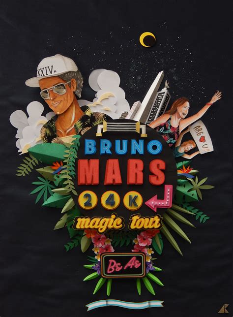 Fan art Poster of Bruno Mars 24k Magic tour. Paperart :: Behance