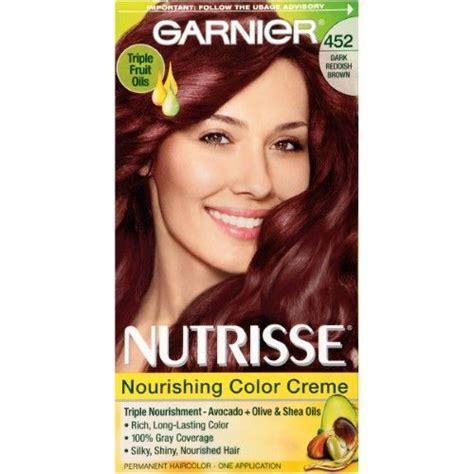 Garnier Nutrisse Nourishing Color Creme, 452 Dark Reddish Brown (Chocolate Cherry), 1 Kit Brown ...