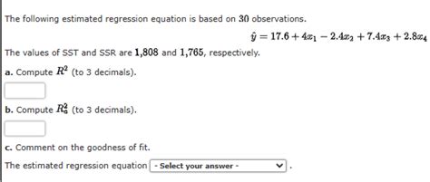 Solved The following estimated regression equation is based | Chegg.com