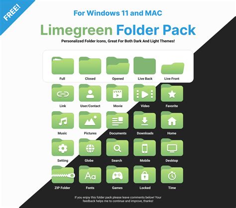 Windows 11 Greenlime Folder Icons - SkinPack