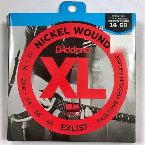 D'Addario XL Nickel Wound Electric Guitar Strings, Baritone, Medium, 14-68