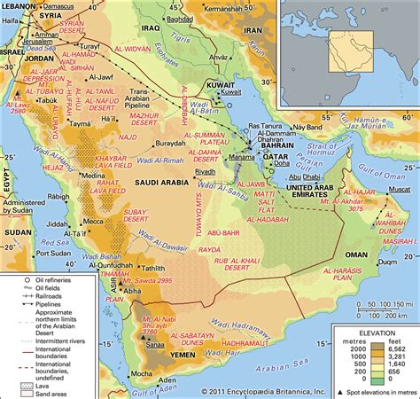 Middle East Map With Mountains And Deserts – Interactive Map