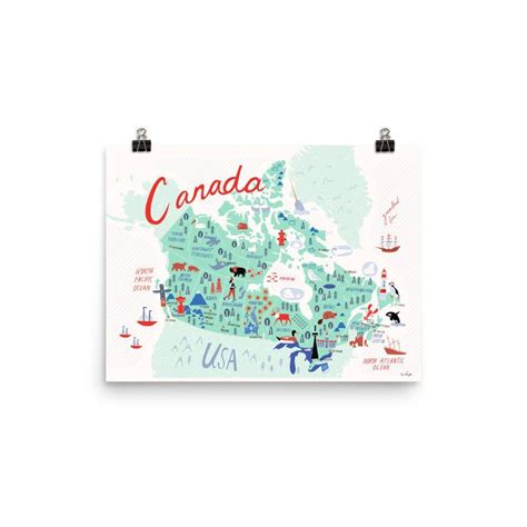 Illustrated Map of Canada Poster - Etsy Canada | Illustrated map, Illustration, Poster