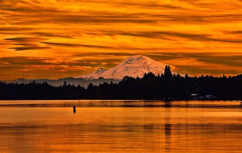 A seattle sunset, with lake washington and mt. rainier. by gopal seshadrinathan, @yourtake via ...