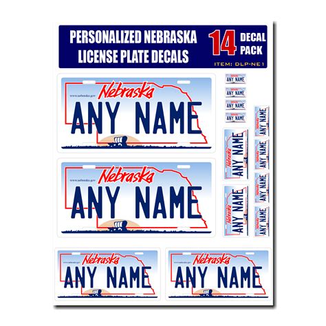 Personalized Nebraska License Plate Decals - Stickers Version 1